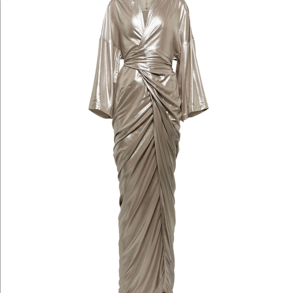 ISO Rick Owens Asymmetrical Wrap Dress in Warm Silver